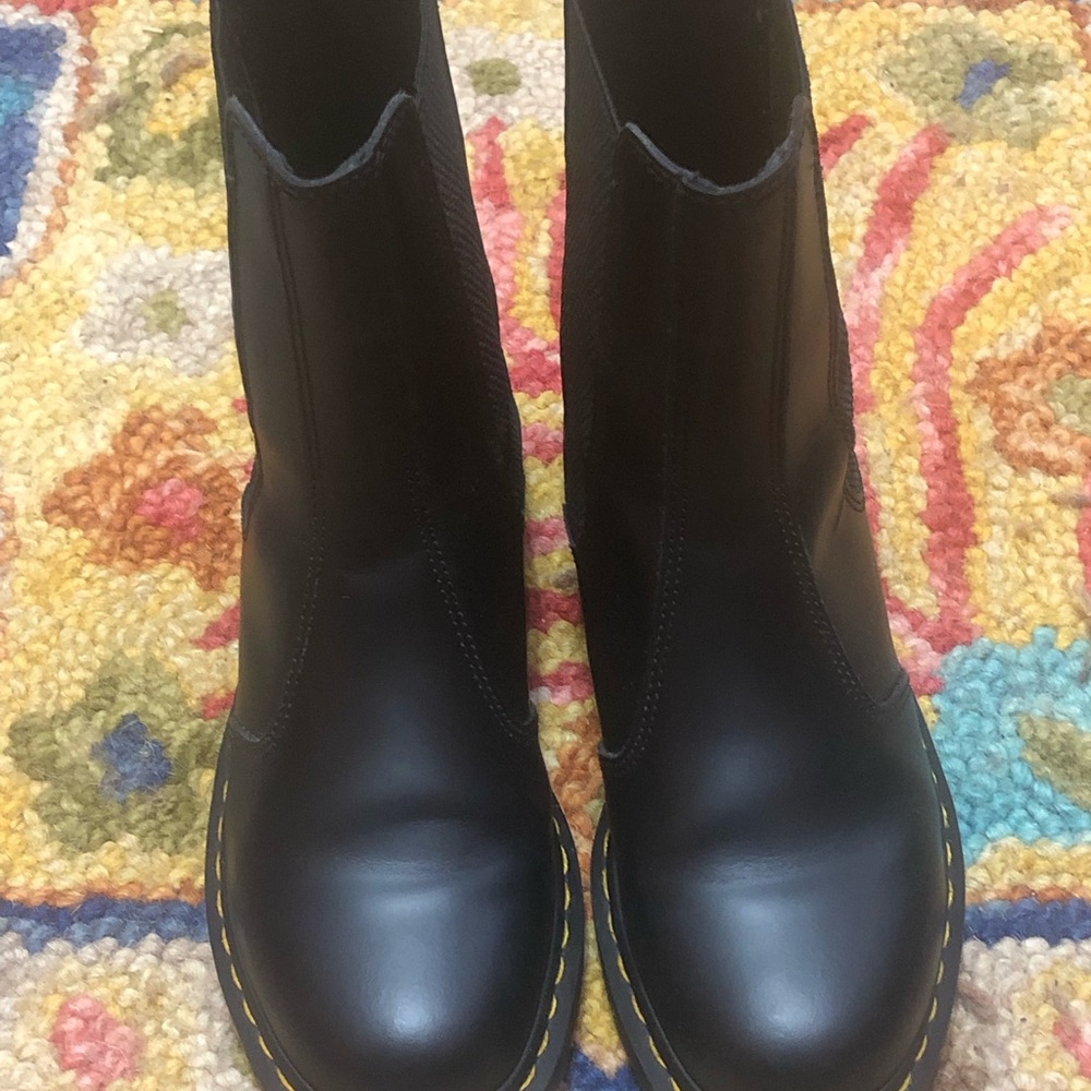Dr. Martens Black Ankle Boots with Yellow Stitching